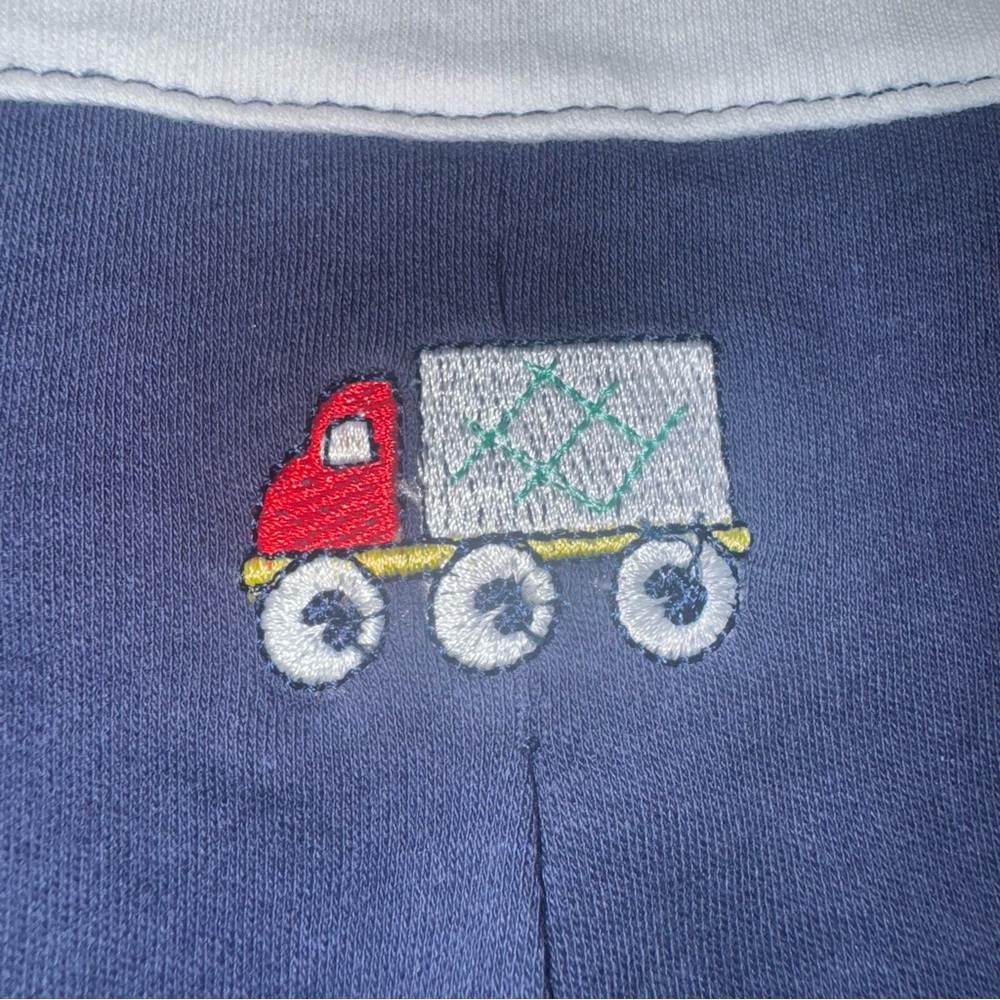 Baby Sprockets Boy’s 0/3 Month Romper Embroidered Trucks Vintage? Preppy Classic - Picture 3 of 6